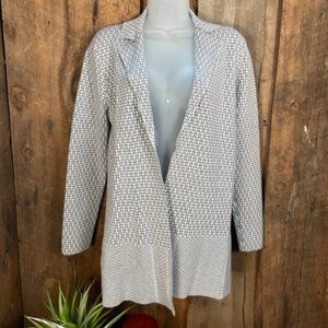 Sioni Gray and Cream Cardigan Coat - Size Small